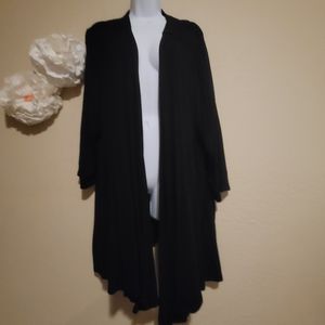 Avenue 26 28 Black Crocheted Back Long Cardigan